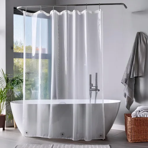 ZENO Forro de cortina de ducha transparente, forro de PEVA de 72 x 72 pulgadas con ojales inoxidables y 3 imanes, impermeable, juego de cortinas de
