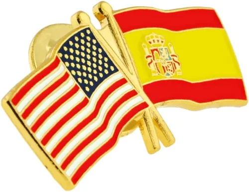 Miniatura 39 de PinMart Pin de solapa esmaltado con bandera de la amistad cruzada de Estados Unidos y el mundo