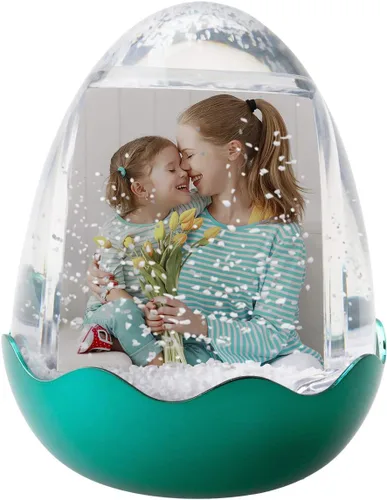Huevo de Pascua 2" x 3" Foto Globo de Nieve con Base Verde azulado