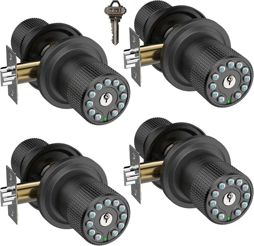 Miniatura 9 de iulock Cerradura de puerta inteligente con teclado y llave, 50 códigos de usuario, impermeable, bloqueo automático, negro mate