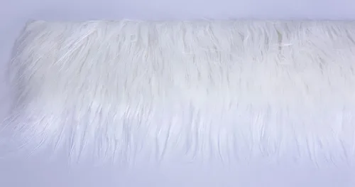 Miniatura 6 de Tiras precortadas de tela de piel sintética lanuda y esponjosa, material suave para manualidades, para barba y cabello de gnomos, disfraz de Blanco