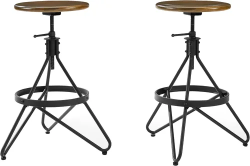 Miniatura 9 de Crosley Furniture Kalen Taburete giratorio de altura ajustable con asiento de madera, marrón/negro mate
