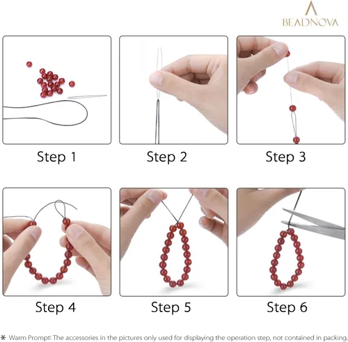 Miniatura 6 de Hilo de poliéster elástico de 0.039 pulg Beadnova cordón para joyería para hacer pulseras de perlas, rollo de 196 pies., PARTS-0018-0701 Color: rojo