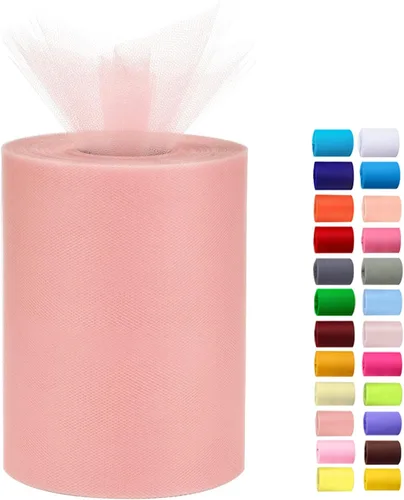 Miniatura 29 de Rollos de tul de 6 pulgadas por 100 yardas (300 pies) de tela de carrete de tul para bricolaje, faldas tutú, bodas, baby shower, manualidades