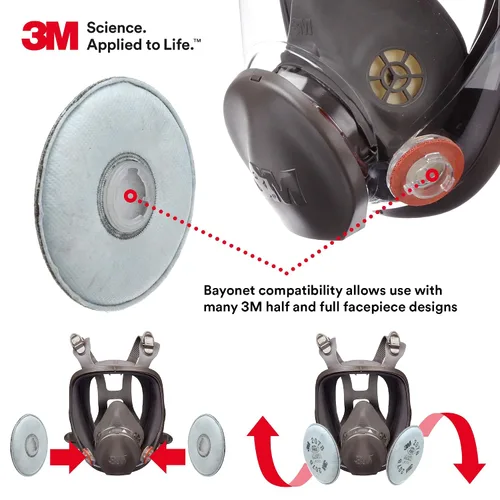 Miniatura 2 de 3M Filtro respirador P95 2078, 1 par, ayuda a proteger contra partículas a base de aceite y sin aceite, nivel de molestia de vapor orgánico/alivio