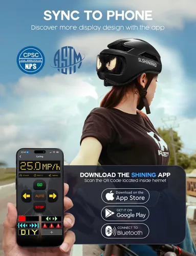 Miniatura 2 de Casco de bicicleta con luz – Casco de bicicleta con pantalla LED DIY para scooter, bicicleta, monopatín – Casco de pantalla LED con patrones