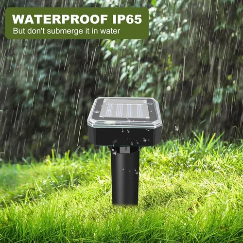 Miniatura 7 de Paquete de 8 repelentes ultrasónicos de topos, estacas repelentes de topos Gopher alimentadas por energía solar para ardillas, serpientes