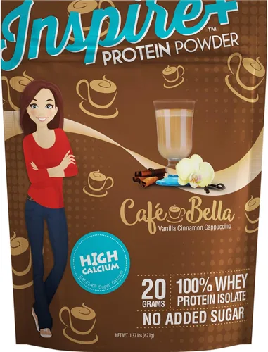 Bariatric Eating Inspire Cafe Bella - Polvo aislado de proteína de suero de leche sin azúcar, 0.71 oz, vainilla y canela, capuchino (20 porciones)