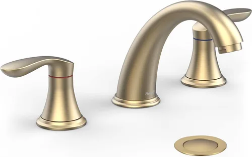 Miniatura 10 de Grifo de lavabo de baño, grifo para lavabo de baño, grifo de baño de níquel cepillado extendido de 3 orificios con desagüe emergente de acero