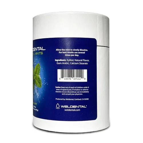 Miniatura 3 de Weldental Mentas de xilitol en tubo de cartón, menta (300 unidades de repuesto), recarga para tu propio recipiente