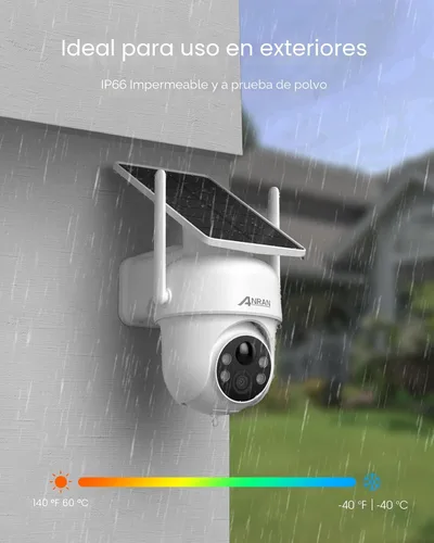 Miniatura 8 de ANRAN Cámaras de seguridad solares inalámbricas para exteriores, cámaras 2K para seguridad del hogar con panel solar fijo, PTZ de 360°