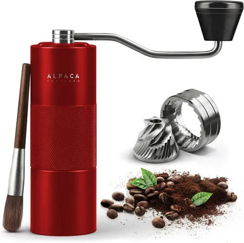 Miniatura 8 de Molinillo de café manual de Alpaca Ventures - Molinillo de café manual de rebaba cónica de acero inoxidable con configuración ajustable y doble Negro
