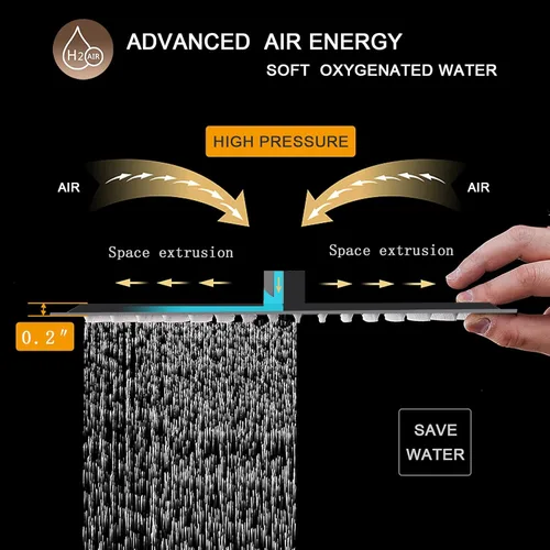 Miniatura 4 de BESy Cabezal de ducha de lluvia de 12 pulgadas, cabezal de ducha de baño cuadrado de 12" de lluvia y alta presión de acero inoxidable, ultra fino