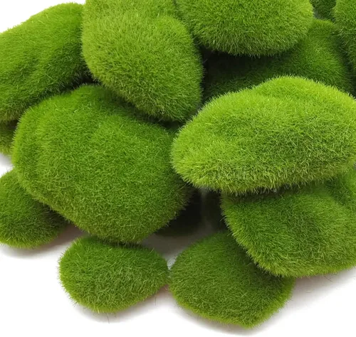 Miniatura 4 de RONYOUNG 30 rocas de musgo artificiales, 3 tamaños, piedras cubiertas de musgo verde sintético, bolas de musgo verde, decoración de musgo falso