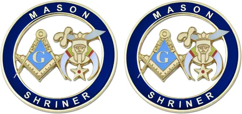 Miniatura 2 de Mason Shriner - Emblema masónico para auto, azul y dorado, 3 pulgadas de diámetro