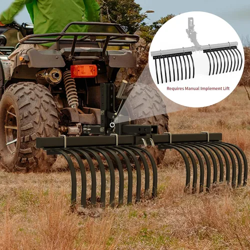Miniatura 4 de YITAMOTOR Rastro de Paisaje para ATV/UTV para la Eliminación de Rocas, Grumos de Hierba y Escombros Compatible con el Elevador de Implemento Manual