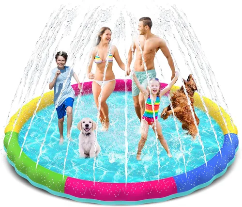 Miniatura 8 de YAUNGEL Alfombra de agua antideslizante grande de 97 pulgadas para niños pequeños, diversión al aire libre en el patio trasero, para perros