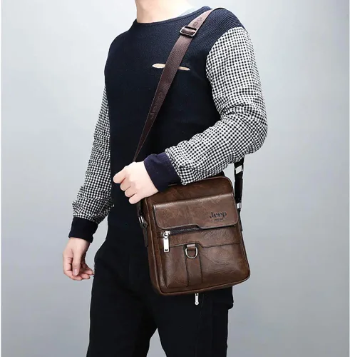 Miniatura 4 de LederleiterUSA Bolso de hombro de cuero para hombre, bolso retro para hombre, bolso de cuero cruzado, bolso de mensajero, maletín de personalidad