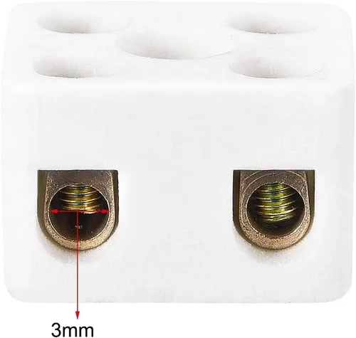 Miniatura 3 de uxcell Bloques de terminales de cerámica de 2 vías Conectores de cerámica de porcelana de alta temperatura 0.846x0.768x0.559 in para cable de cable
