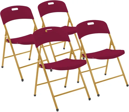 Sillas plegables de plástico creativas (paquete de 4) – Sillas plegables portátiles y ligeras para interiores y exteriores, marco de acero utilizado