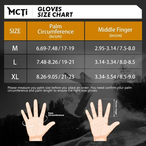 Miniatura 6 de MCTi Guantes de snowboard con protector de muñeca, guantes de Kevlar de 3 dedos, impermeables, para esquí de nieve en invierno