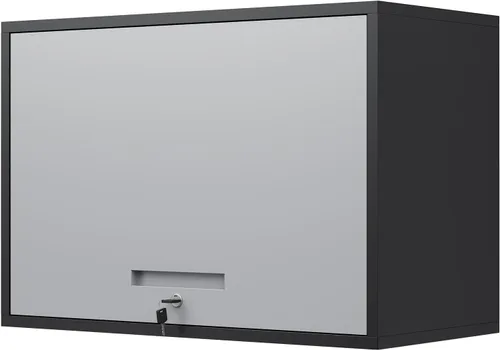Yizosh Armario de pared de metal con puertas y estantes, armario de almacenamiento montado en la pared para garaje, sótano, cocina, almacén (negro