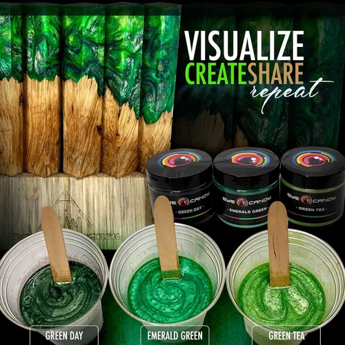 Miniatura 8 de Eye Candy Pigmento en polvo de mica prémium "té verde" (1.76 onzas), aditivo multiusos para manualidades y manualidades carpintería, bombas
