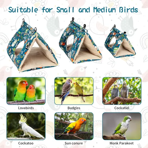 Miniatura 9 de Rypet Casa de nido de pájaros cálida para invierno, hamaca colgante de terciopelo, jaula de felpa mullida para pájaros escondidos, cama para dormir