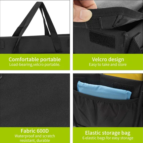 Miniatura 4 de Bolsa de almacenamiento de disco de golf duradera de gran capacidad con divisores y múltiples bolsillos laterales, color negro