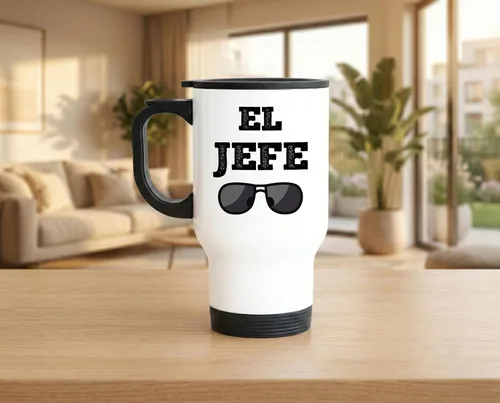 Miniatura 6 de Casitika Taza de café de viaje de 14 onzas para el jefe El Jefe. Dicho divertido en español para los jefes. Regalo para tu Jefe