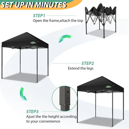Miniatura 4 de COBIZI Tienda de campaña desplegable de 6.6 x 6.6 pies, toldo resistente, fácil de instalar, impermeable, para exteriores, fiestas, playa, jardín