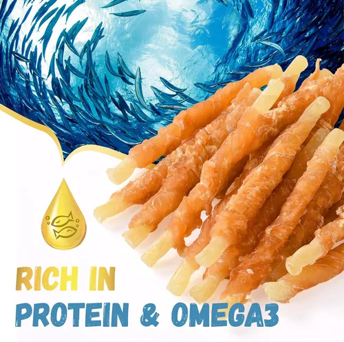 Miniatura 3 de Pawmate Dog Treats - Palitos de bacalao envueltos en pollo, golosinas naturales de bacalao de pollo rico en omega-3, golosinas masticables