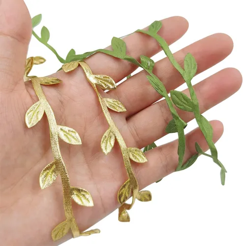 Miniatura 4 de 2 cintas de hojas de 43.7 yardas, cuerda de hojas de lyfLux para manualidades, boda, decoración del hogar (dorado + verde)