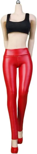 Miniatura 6 de Fremego Ropa femenina a escala 1/6, pantalones elásticos ajustados de cuero para mujer, ropa de disfraz para figura de acción PH TBL JO de 12 Negro