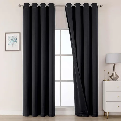 Miniatura 25 de OWENIE Cortinas 100% opacas de 96 pulgadas de largo, 2 paneles para dormitorio, sala de estar, cortinas superiores con aislamiento térmico
