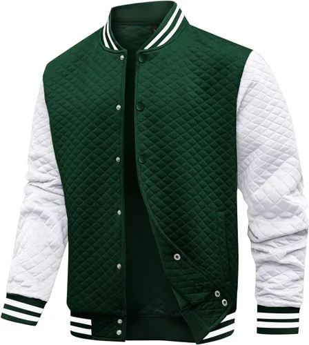 Miniatura 11 de Wizoat Chaqueta universitaria para hombre, chaqueta ligera casual con diseño de gofre, chaquetas bomber