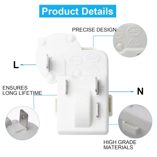 Miniatura 3 de Jingzan Paquete de 2 compresores de refrigerador de 2 pines, relé de arranque PTC, protector de carga para Danby Haier Midea Mini refrigerador