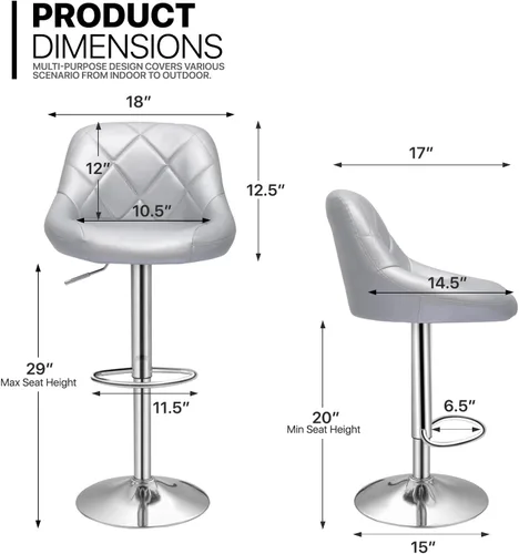 Miniatura 3 de MoNiBloom Taburete para encimera de cocina, Taburetes de bar giratorios ajustables en altura, Taburetes de barra de mostrador de cocina de cuero PU
