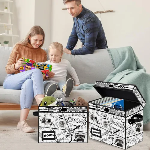 Miniatura 6 de Cajas de almacenamiento de cómics de la colección YNSZAS, organizador protector 15.8" X 7.8" X 11.8" Caja corta plegable con capacidad para 160-180