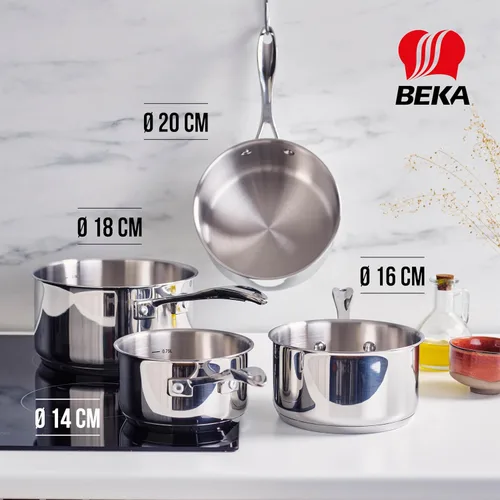 Miniatura 4 de Beka Chef - Juego de cacerolas de acero inoxidable (4 piezas, 14-16 - 7.1-7.9 in)