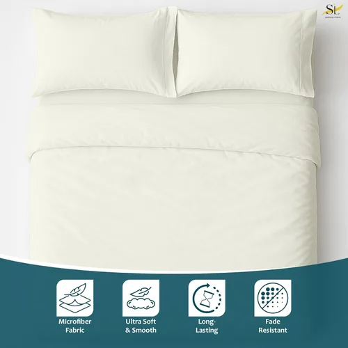 Miniatura 3 de Shreem Linen Juego de sábanas de microfibra de lujo de 4 piezas, bolsillo profundo para hasta 10 pulgadas, suave, resistente a las arrugas
