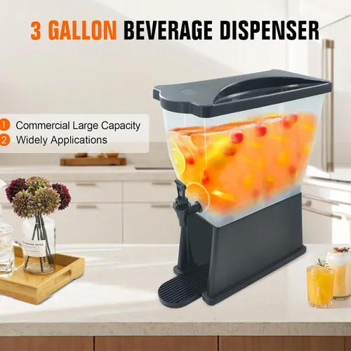 Miniatura 2 de Hakka - Dispensador de bebidas de 3 galones, dispensador de agua de bebidas de jugo comercial para fiestas, tanque de 11 litros con espita