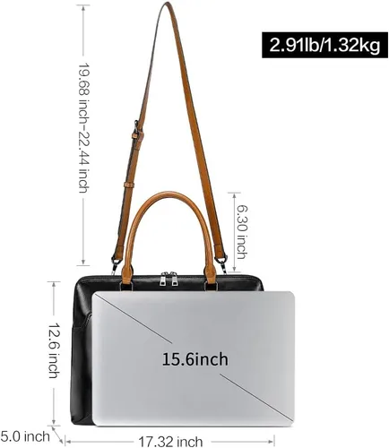 Miniatura 3 de CLUCI Maletín de cuero para mujer 15.6 pulgadas portátil de negocios vintage delgado bolso de hombro de las señoras