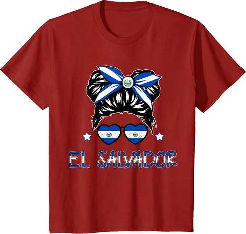 Miniatura 52 de Camiseta de El Salvador para Niñas Bandera Patrimonio Hispano Salvadoreño