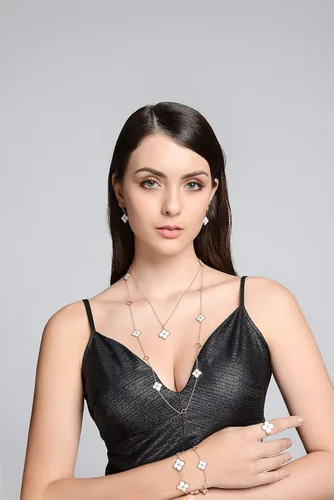 Miniatura 3 de Lavari Jewelers Anillo de flor de ónix negro o nácar y circonita cúbica para mujer, en plata de ley 925 con chapado en oro, aniversario, tallas 6 a 8