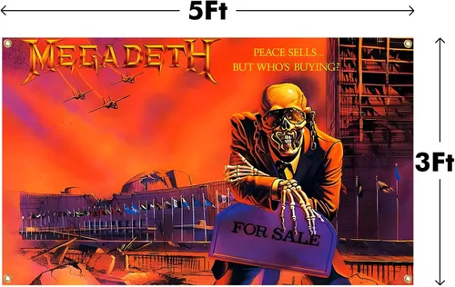 Miniatura 2 de BYADKOA - Cartel de música divertido de Megadeth Rust in Peace, bandera de tapiz estético decorativo duradero para cueva de hombre, tapiz de pared