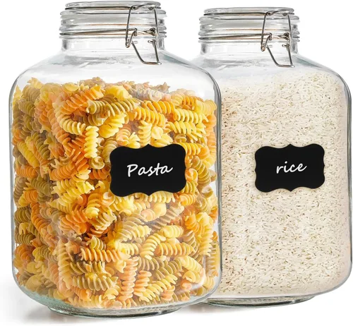 Miniatura 18 de ComSaf Tarros herméticos de vidrio con tapas de 0.6 galones, juego de 3, recipiente de almacenamiento de alimentos cuadrado con sello