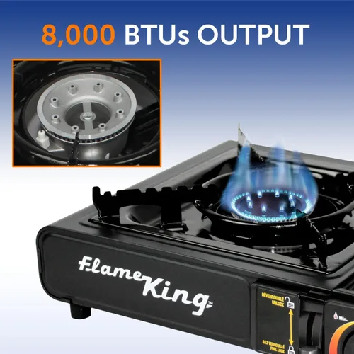 Miniatura 4 de Flame King YSNVT-505-B Estufa de campamento de gas butano y propano de combustible dual con un solo quemador, portátil e ideal para cocinar al aire