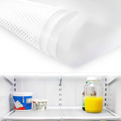 Paquete de 1 rollo y 8 revestimientos transparentes para refrigerador, revestimientos para refrigerador para estantes de vidrio y protegen contra