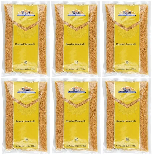 Fideos asados Rani (fideos de trigo tostado) 12.25 onzas (12.35 oz), paquete de 6 ~ Todo natural | Vegano | Sin OMG | Origen indio